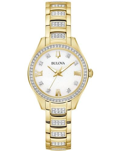 Bulova Crystal Stainless Steel Bracelet Watch 29mm - Metallic