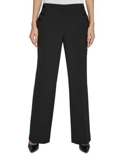 Karl Lagerfeld Button-pocket Wide-leg Sailor Pants - Black