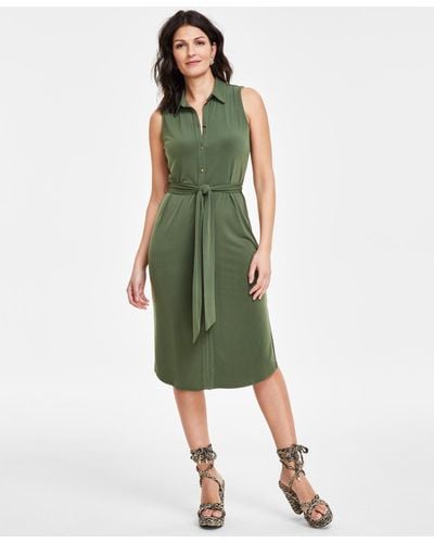 INC International Concepts Sleeveless Printed Shirtdress - Green