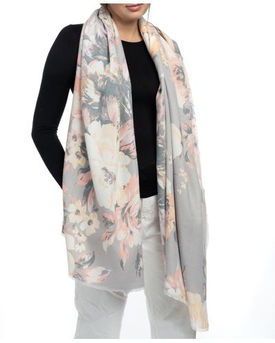 Vince Camuto Fall Blooms Super Soft Scarf - Gray