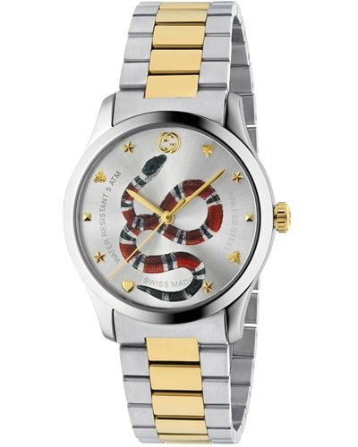 Gucci Ya1264075 G-timeless Stainless Steel And Gold-plated Watch - Metallic