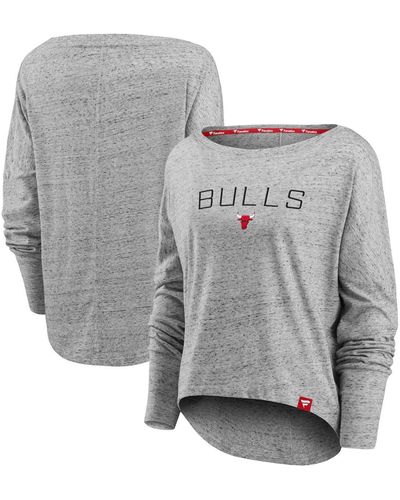Fanatics Chicago Bulls Nostalgia Off-the-shoulder Long Sleeve T-shirt - Gray
