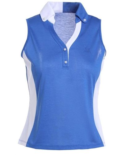 Bellemere New York Bellemere Collared Two-tone Vest Top - Blue