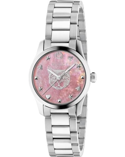 Gucci Swiss G-timeless Stainless Steel Bracelet Watch 27mm - Gray