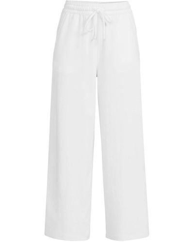 Lands' End Sport Knit Elastic Waist Wide Leg Crop Pants - White