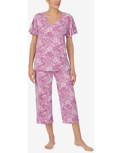 Ellen Tracy Short Sleeve 2 Piece Pajama Set - Pink