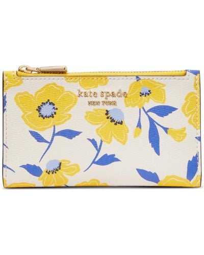 Kate Spade Morgan Sunshine Floral Slim Bifold Wallet - Metallic