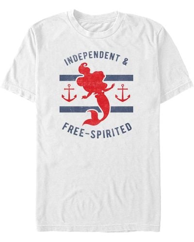 Fifth Sun Disney The Little Mermaid Free Spirited Silhouette Short Sleeve T-shirt - White
