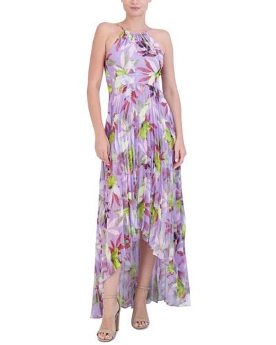 Laundry by Shelli Segal Halter Pleated High-low Maxi Dress - Purple