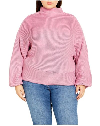 City Chic Plus Size Angel Sweater - Pink