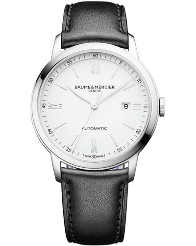 Baume & Mercier Swiss Automatic Classima Leather Strap Watch 42mm M0a10332 - Gray