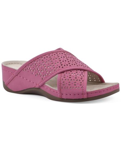 White Mountain Collet Comfort Wedge Sandal - Pink