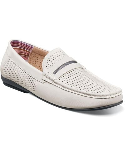 Stacy Adams Corby Moccasin Toe Saddle Slip-on Loafer - White