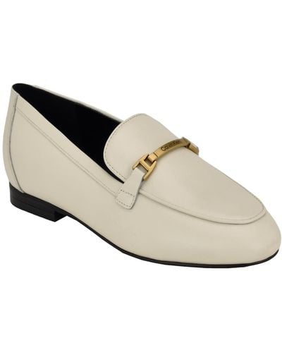 Calvin Klein Sommiya Almond Toe Casual Slip-on Loafers - White