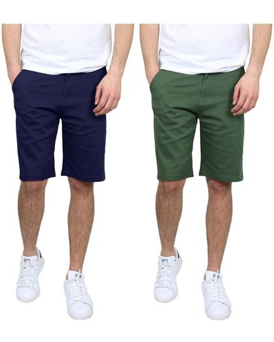 Galaxy By Harvic 5 Pocket Flat Front Slim Fit Stretch Chino Shorts - Blue