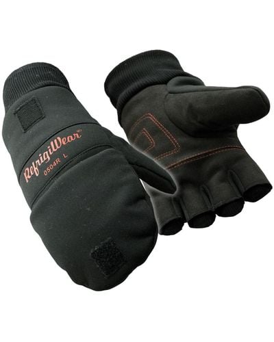 Refrigiwear Fleece Lined Fiberfill Insulated Softshell Convertible Mitten Gloves - Black