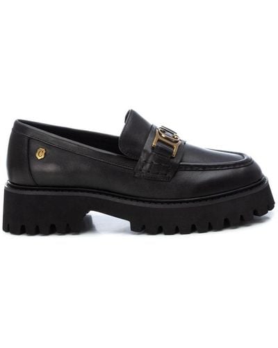 Xti Leather Moccasins Carmela Collection By - Black