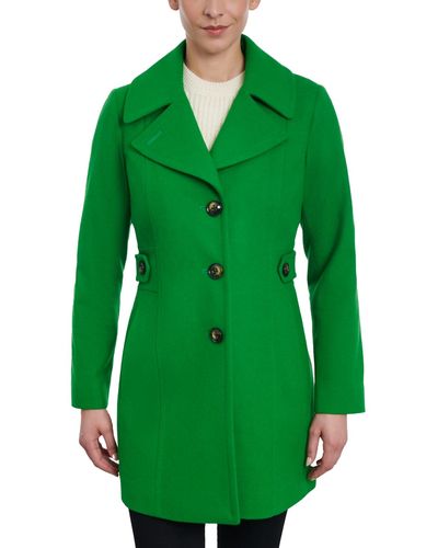 Anne Klein Petite Single-breasted Notched-collar Peacoat - Green