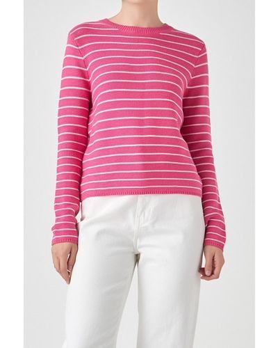 English Factory Round-neck Striped Sweater - Pink