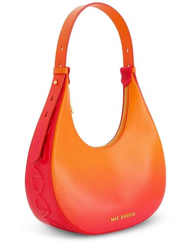 Mac Duggal Ombre Leather Hobo Shoulder Bag - Orange