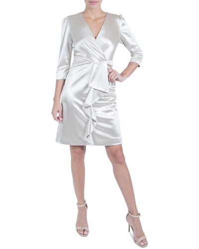 Julia Jordan Ruffled 3/4-sleeve Dress - White