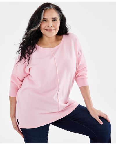 Style & Co. Plus Size Front-seam Tunic Sweater - Pink