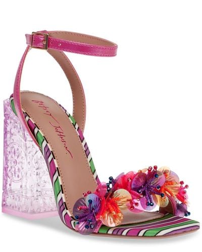 Betsey Johnson Quinta Vinyl Block-heel Dress Sandals - Pink