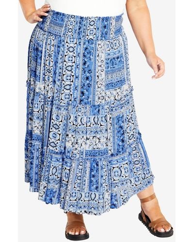 Avenue Plus Size Zoey Maxi Skirt - Blue