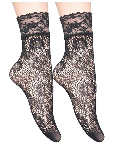 Stems Botanical Fishnet Socks - Black