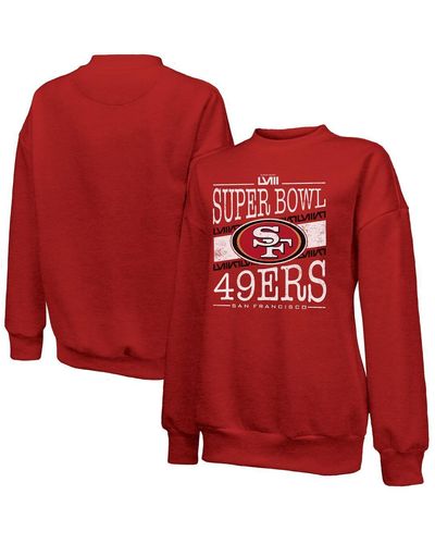 Majestic Threads San Francisco 49ers Super Bowl Lviii Primetime Tri-blend Pullover Sweatshirt - Red