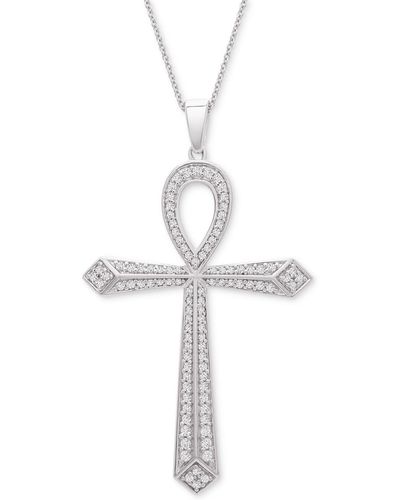 Macy's Diamond Ankh Cross 20" Pendant Necklace (1/2 Ct. T.w. - White