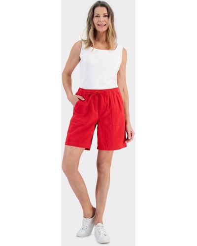 Style & Co. Cotton Drawstring Pull-on Shorts - Red