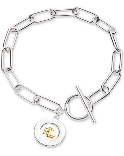 Ralph Lauren Lauren Sterling Silver & 18k Gold-plated Vermeil Logo Charm Chain Bracelet - Metallic