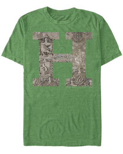Fifth Sun Vintage-like Hogwarts Short Sleeve Crew T-shirt - Green