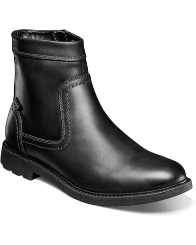 Nunn Bush 1912 Water-resistant Leather Plain Toe Side Zip Boots - Black