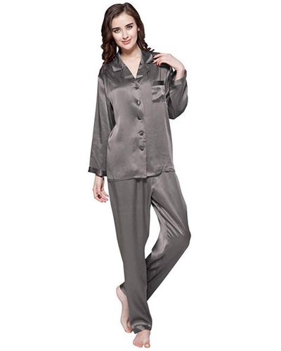LILYSILK 22 Momme Full Length Silk Pajamas Set - Gray