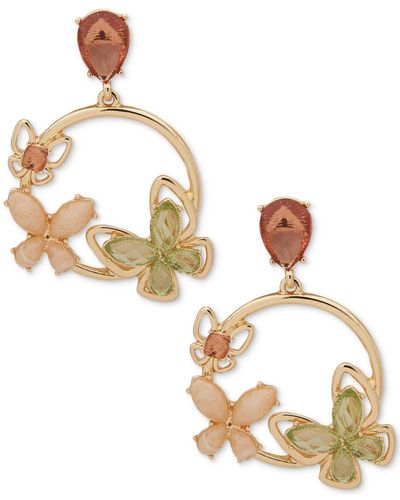 Anne Klein Gold-tone Butterfly Motif Drop Earrings - Metallic