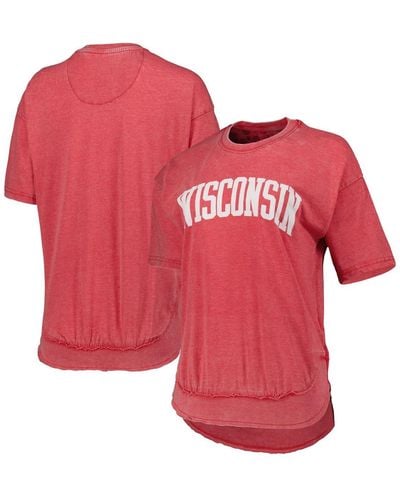 Pressbox Heathered Red Distressed Wisconsin Badgers Arch Poncho T-shirt