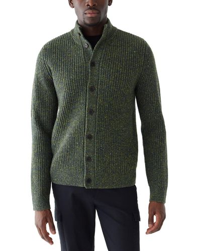 Frank And Oak The Donegal Relaxed Fit Button-front Ribbed Sweater - Green