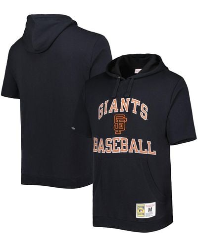 Mitchell & Ness San Francisco Giants Cooperstown Collection Washed Fleece Pullover Short Sleeve Hoodie - Blue