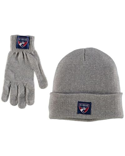 ZooZatZ Fc Dallas Cuffed Knit Hat And Gloves Set - Gray