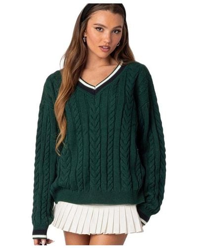 Edikted Amoret Cable Knit Sweater - Green