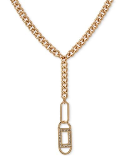 Karl Lagerfeld Tone Pave Link Layered Collar Necklace - Metallic