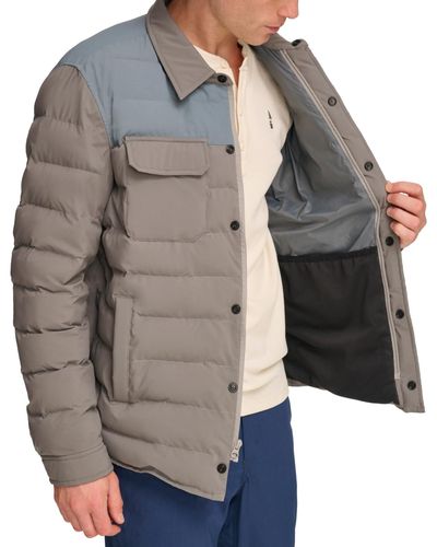 BASS OUTDOOR Colorblocked Padded Shacket - Brown