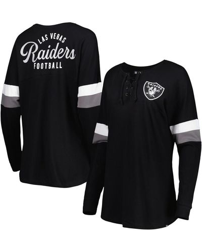 KTZ Las Vegas Raiders Athletic Varsity Lace-up Long Sleeve T-shirt - Black