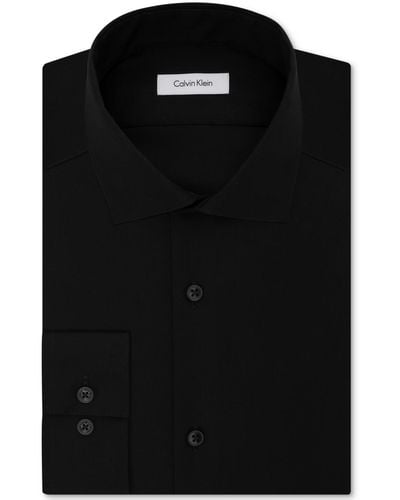 Calvin Klein Steel Men's Classic Fit Non-iron Performance Solid Dress Shirt - Black