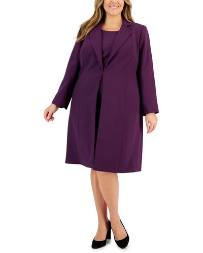 Le Suit Plus Size Topper Jacket & Sheath Dress Suit - Purple
