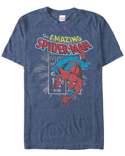 Fifth Sun Marvel Comic Collection The Amazing Spider-man Short Sleeve T-shirt - Blue