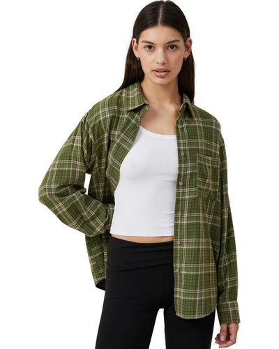 Cotton On Boyfriend Flannel Shirt - Green