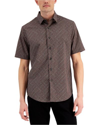 Alfani Relaxed Fit Geometric-print Shirt, Created For Macy's - Multicolor